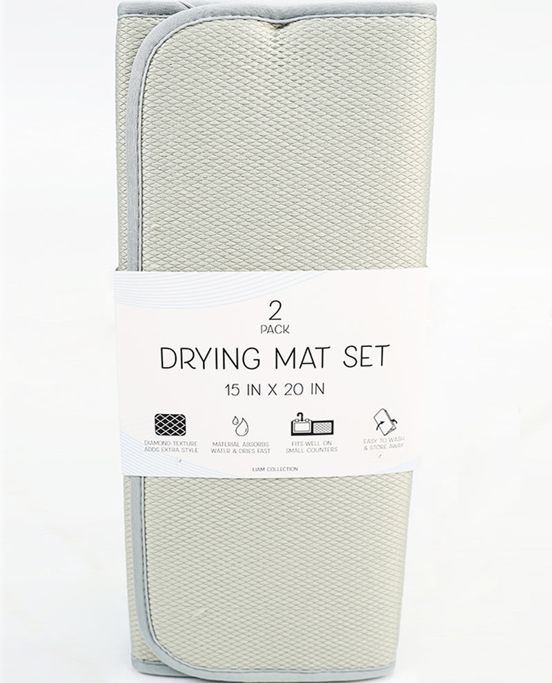 Liam Solid Textured Dish Drying Mat Set