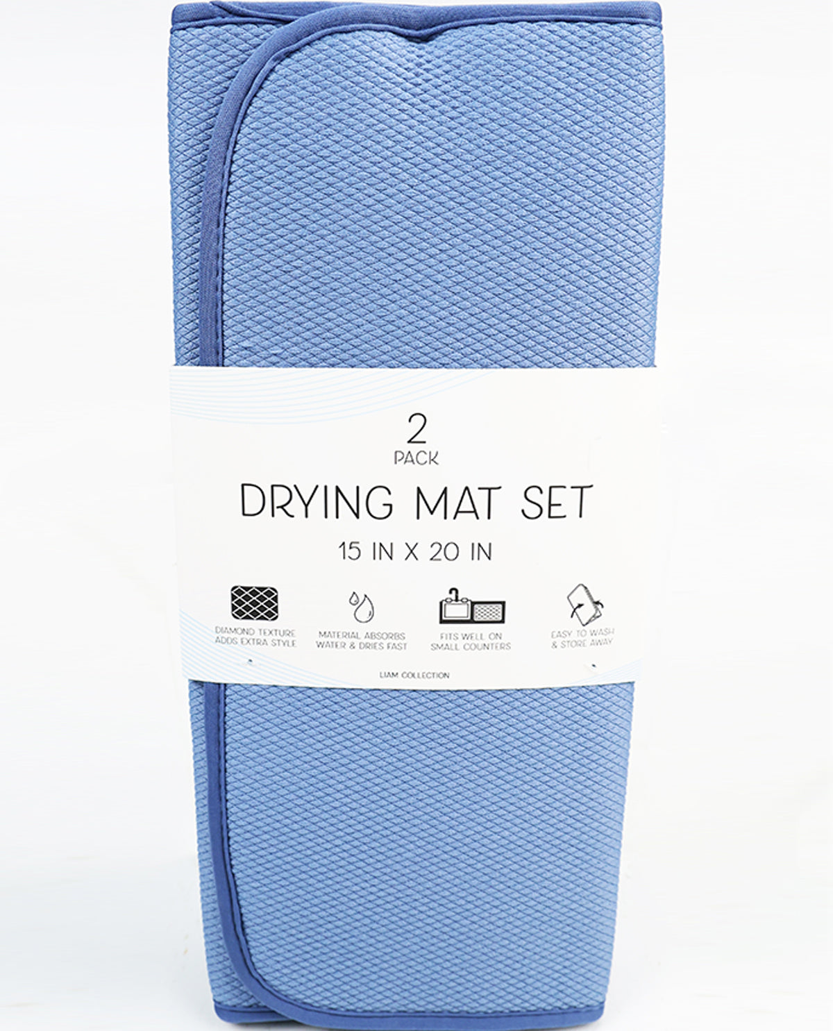 Liam Solid Textured Dish Drying Mat Set