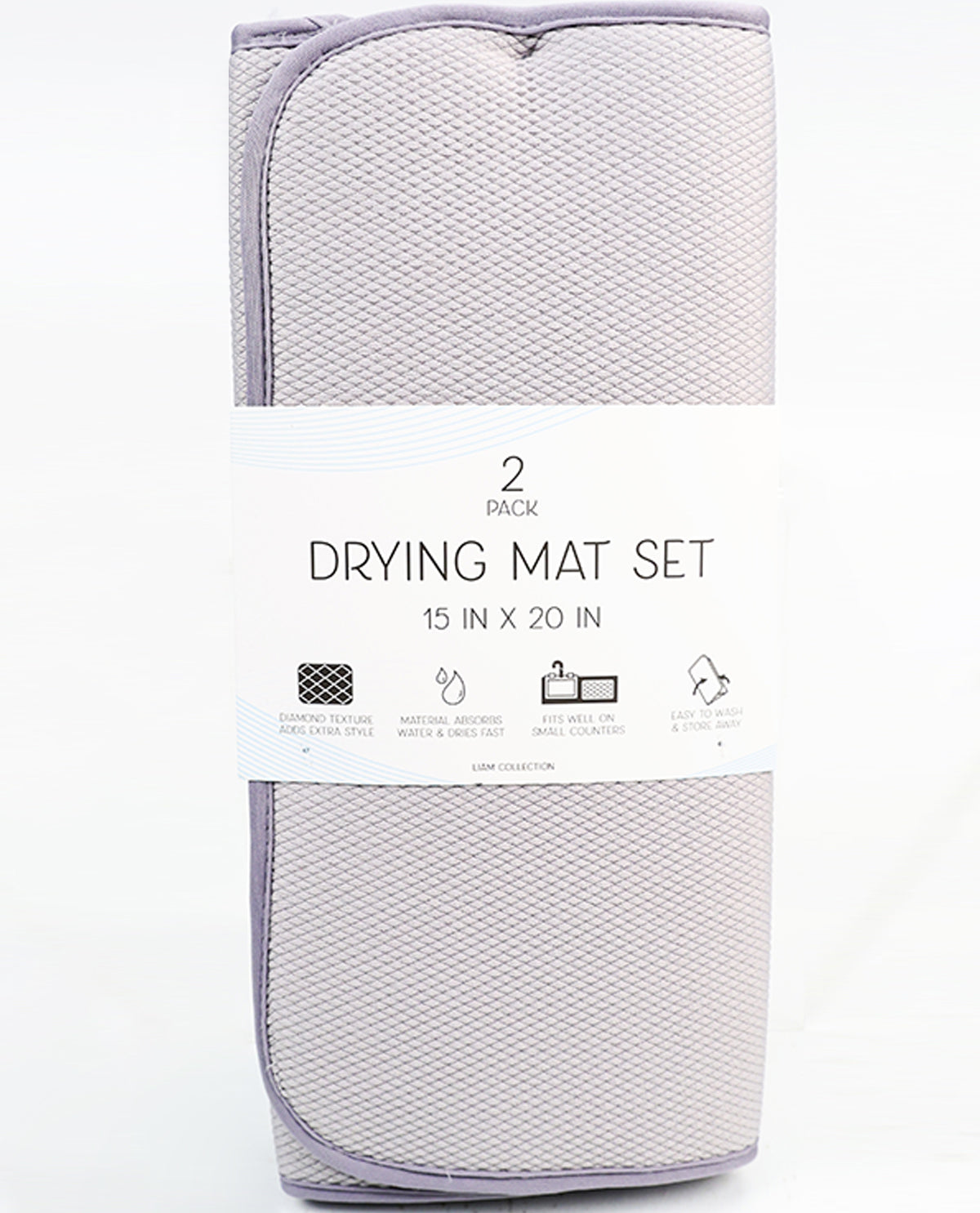 Liam Solid Textured Dish Drying Mat Set