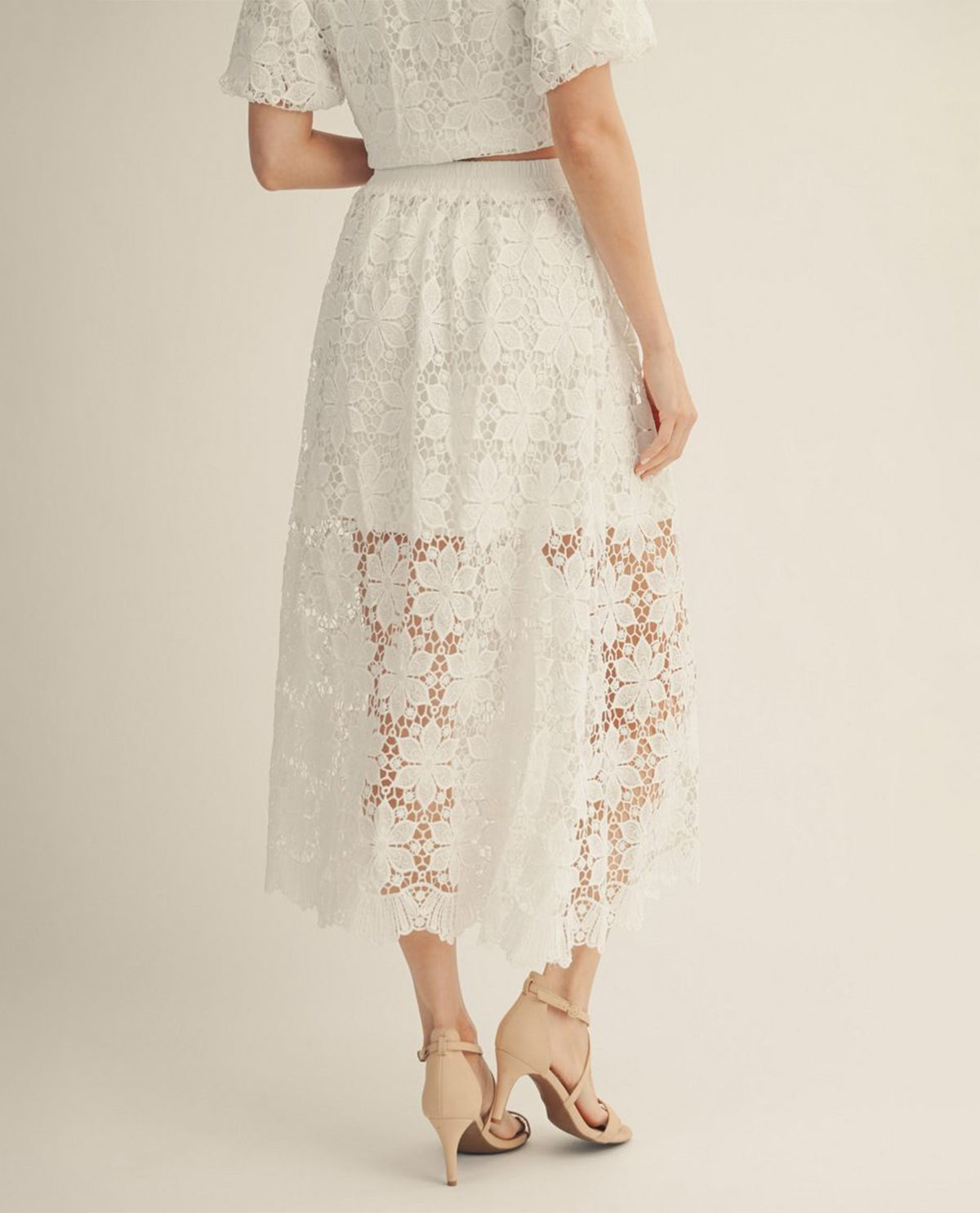 Jodifl Solid Lace Skirt Off White
