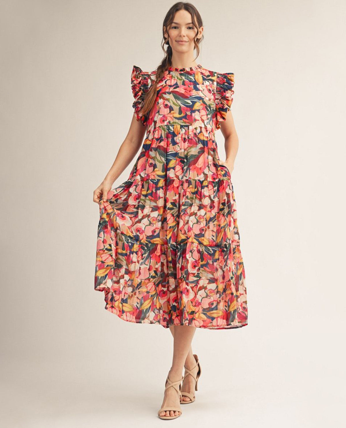 Jodifl Floral Tiered Dress Multi