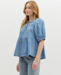 Embroidered Bow Top