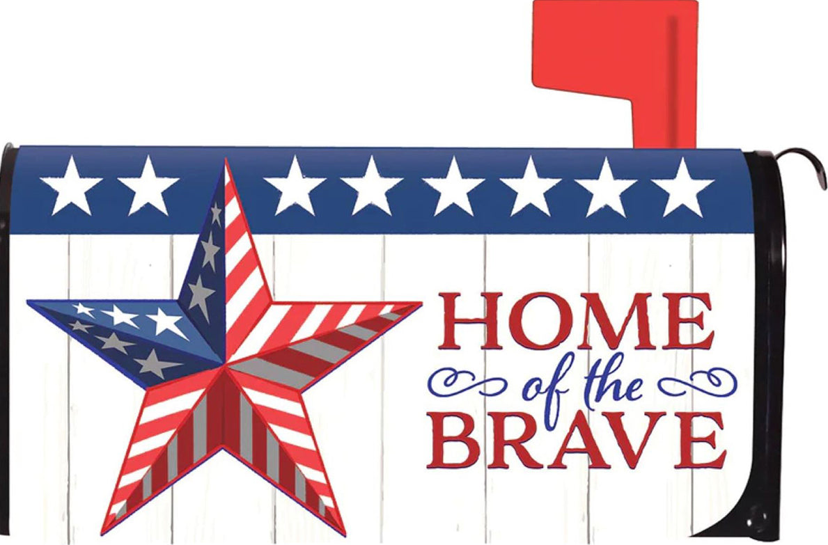 Home of the Brave Patriotic Star Mailbox Cover