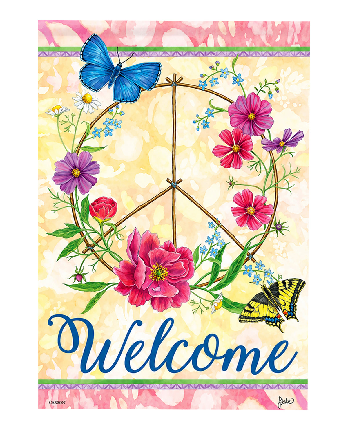 Peace & Butterflies Garden Flag