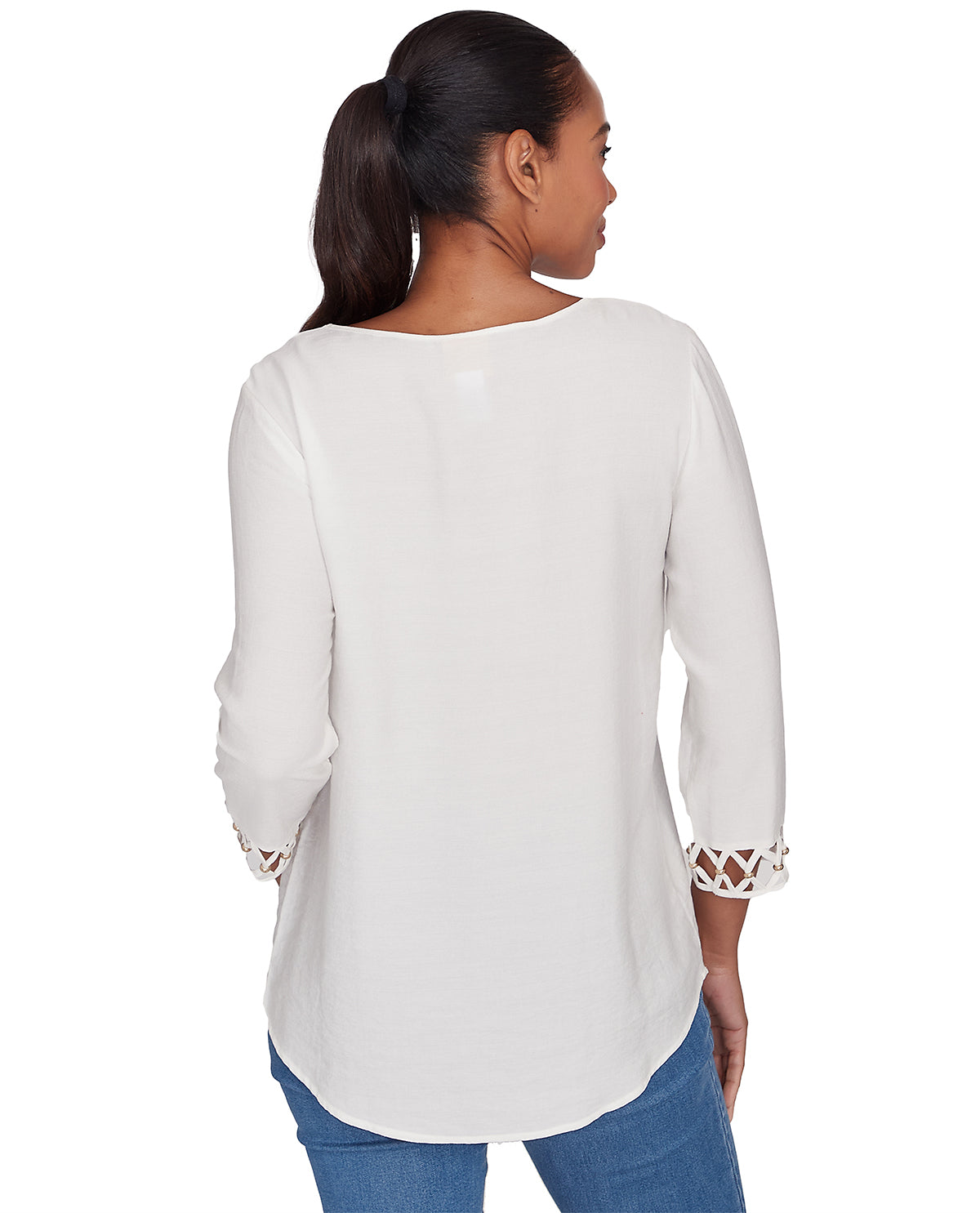 Ruby Road Keep It Natural Embellished Voile Woven Top