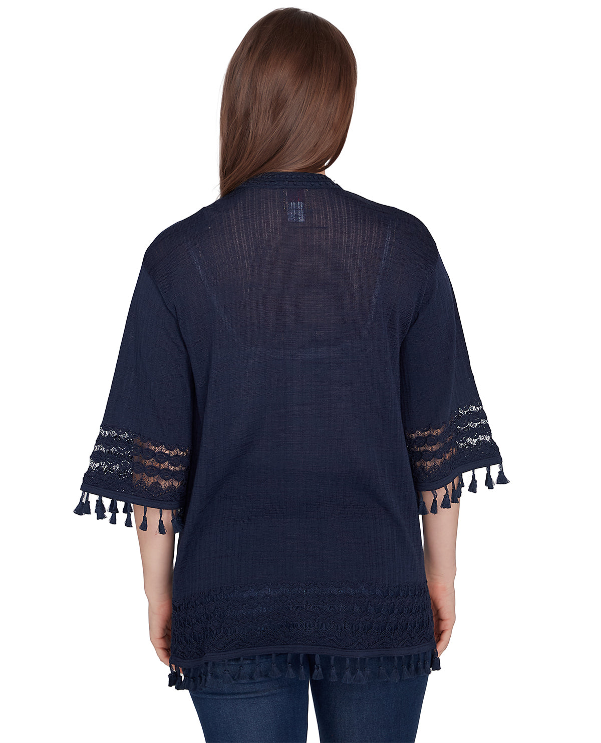 Ruby Road Missy Global Luxe Open Front Fringe Cardigan