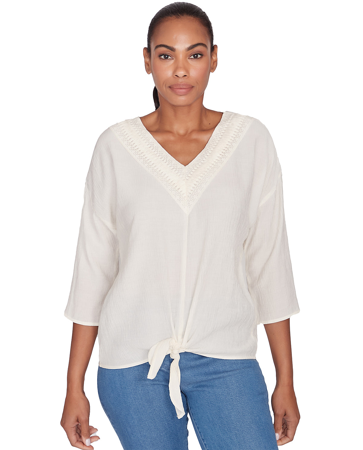 Ruby Road Global Luxe Gauze Tie Top