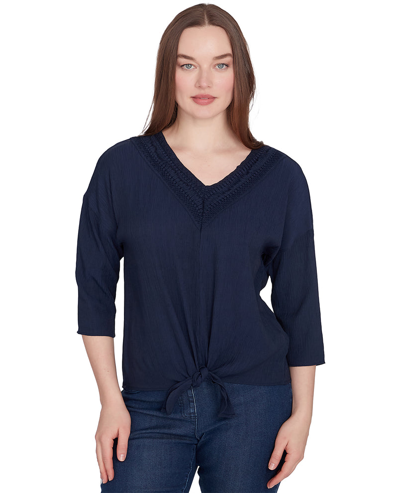 Ruby Road Missy Global Luxe Gauze Tie Top