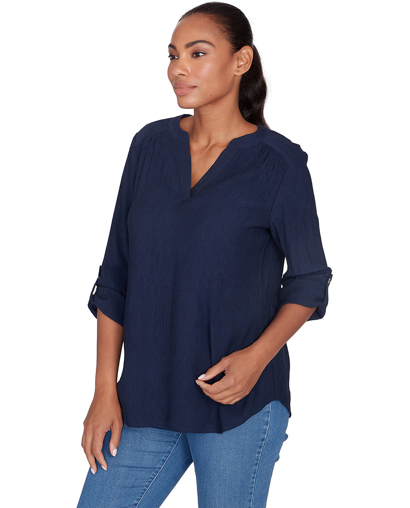 Ruby Road Missy Global Luxe Solid Gauze Woven Top