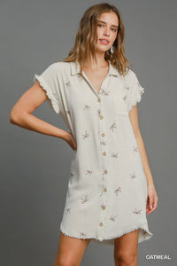 Daisy Floral Print Mini Dress with Ribbon Details