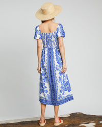 Floral Print Midi Dress with Square Neck Line