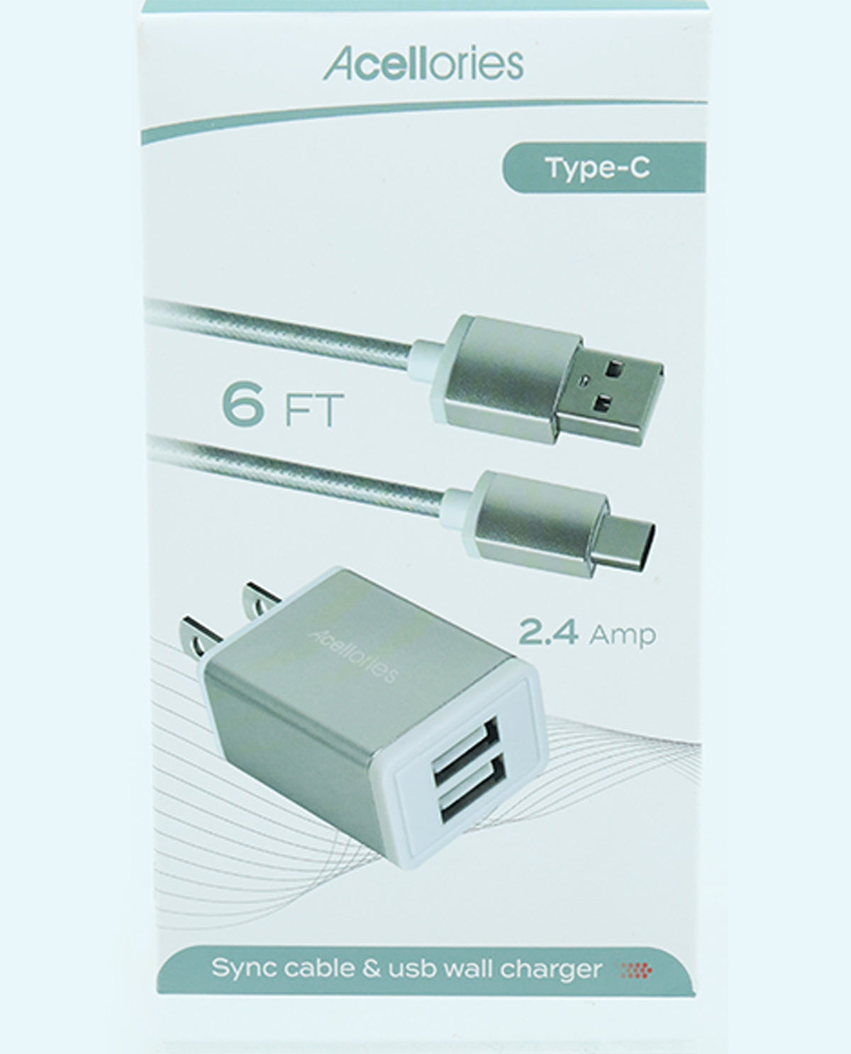 Slate Type-C Sync Cord & Dual-Port Wall Charger for Electronics