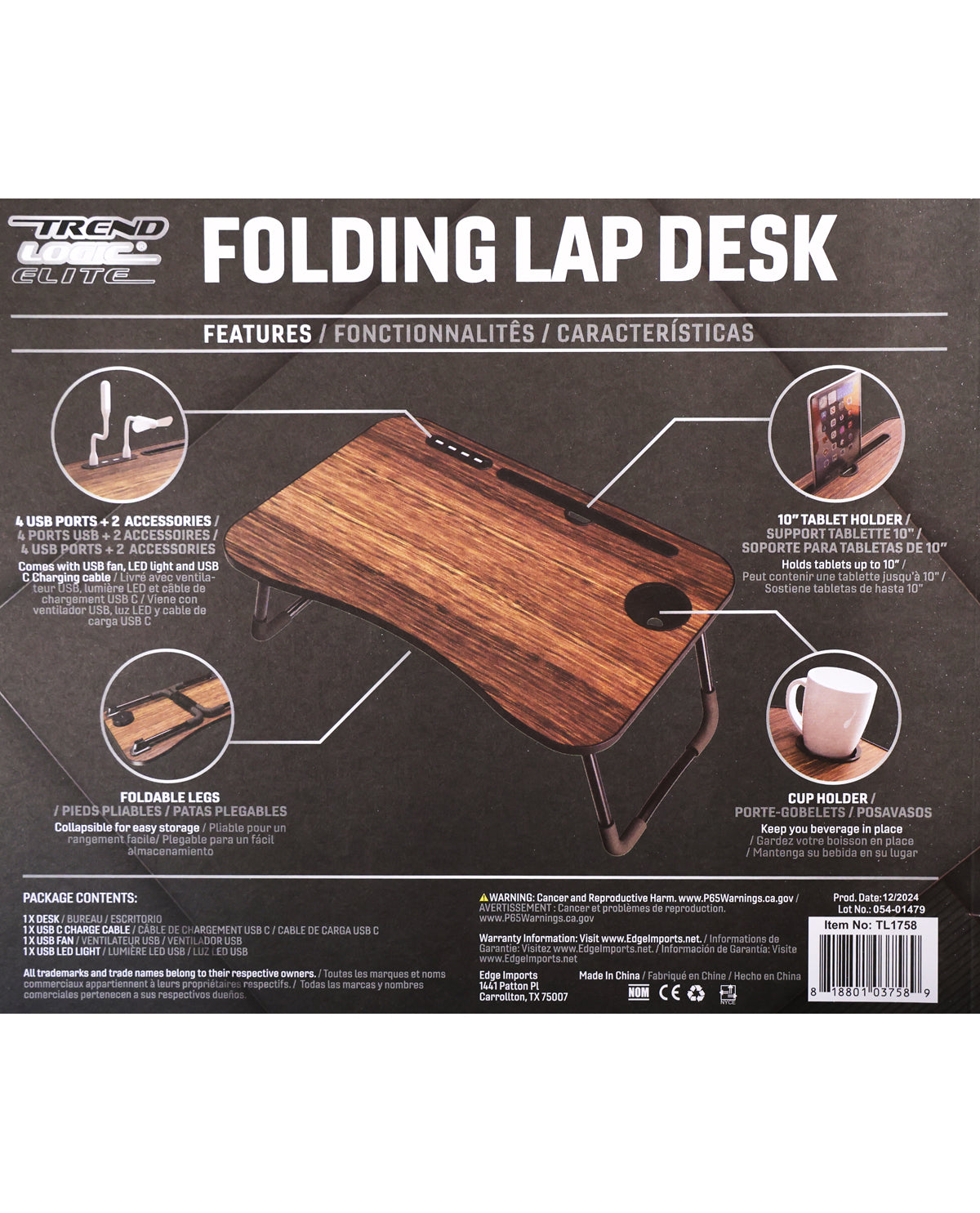 Dark Brown Folding Lap Desk