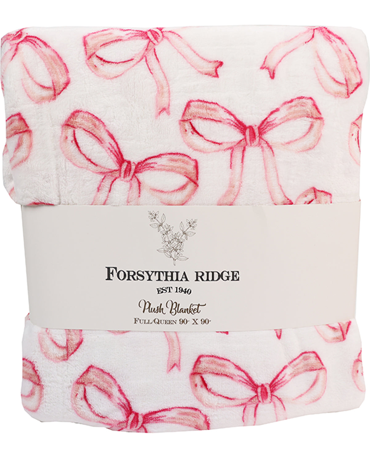 Full/Queen Beautiful Pink Bows Plush Blanket