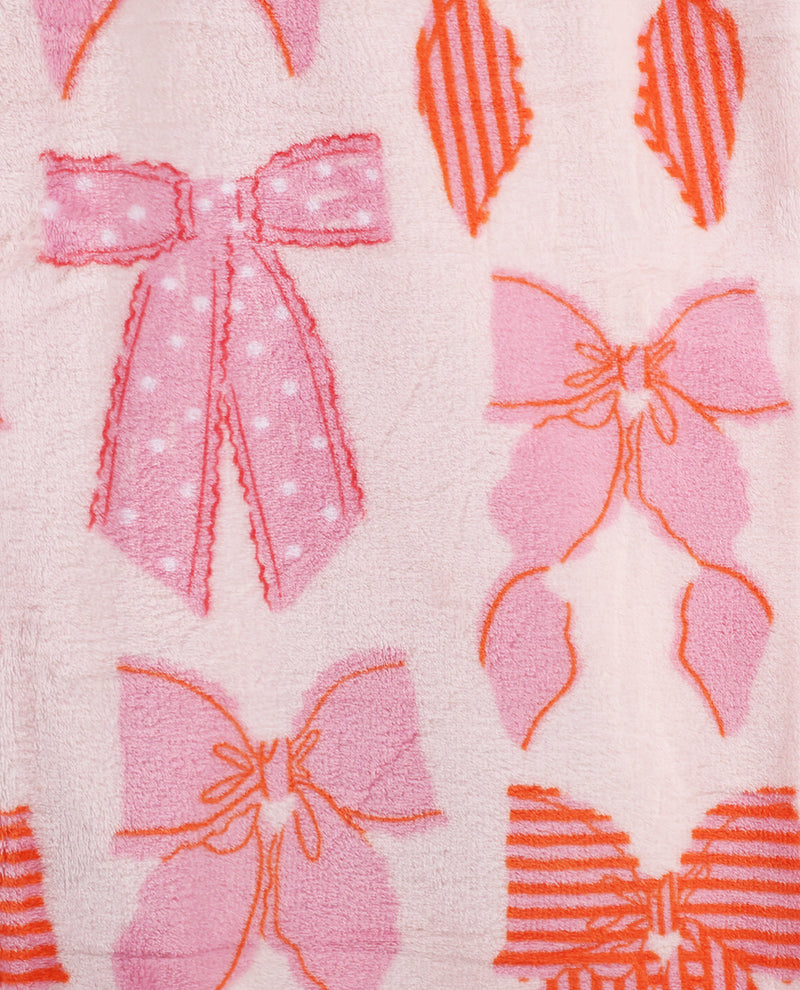 Pinky Vintage Bows Fleece Hanging Throw