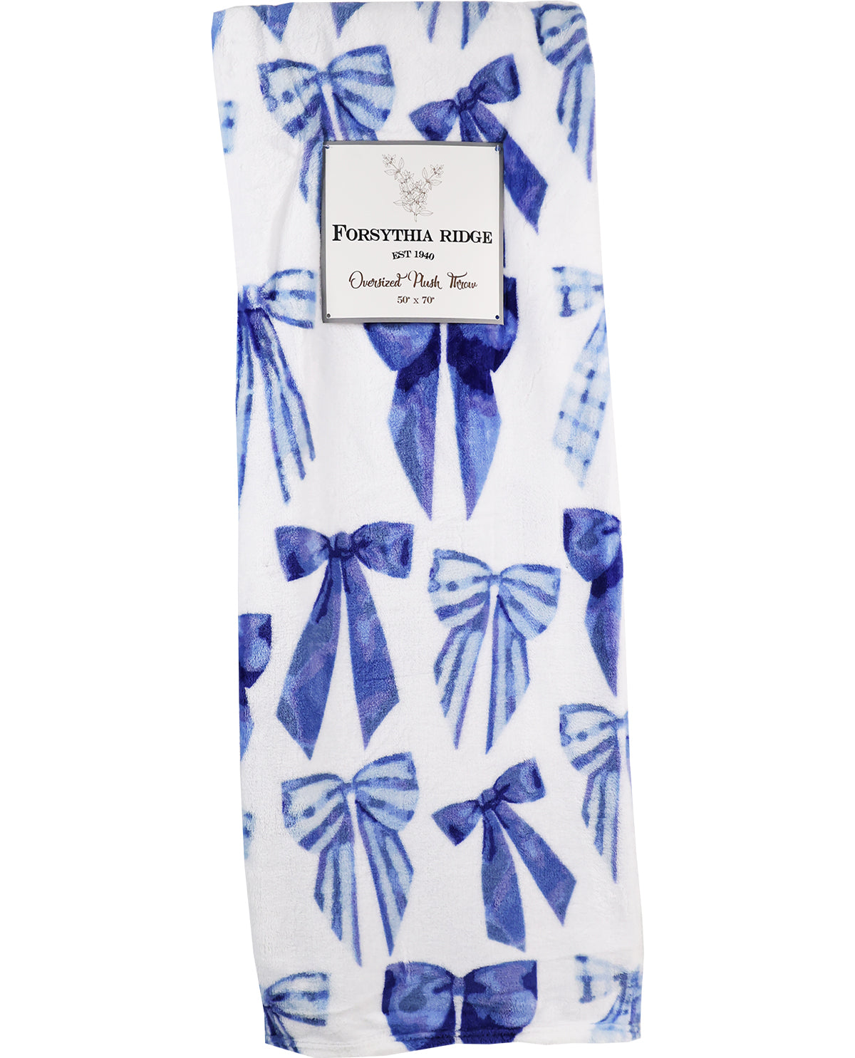 Watercolor Blue Bows Fleece Hanging Throw