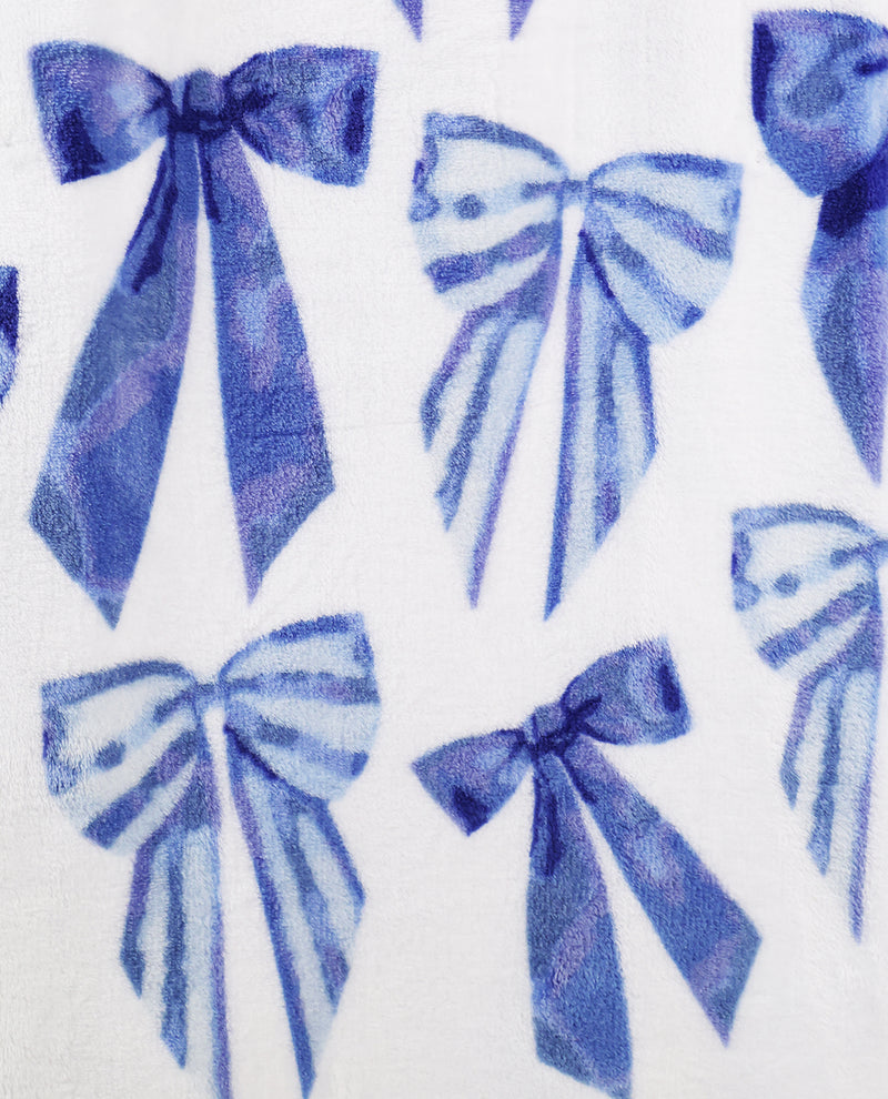 Watercolor Blue Bows Fleece Hanging Throw