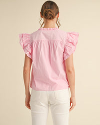 Pink Ruffle Sleeve Top
