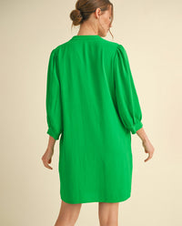 Plus 3/4 Sleeve Solid Mini Dress
