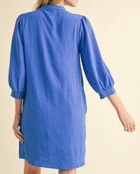 Plus 3/4 Sleeve Solid Mini Dress