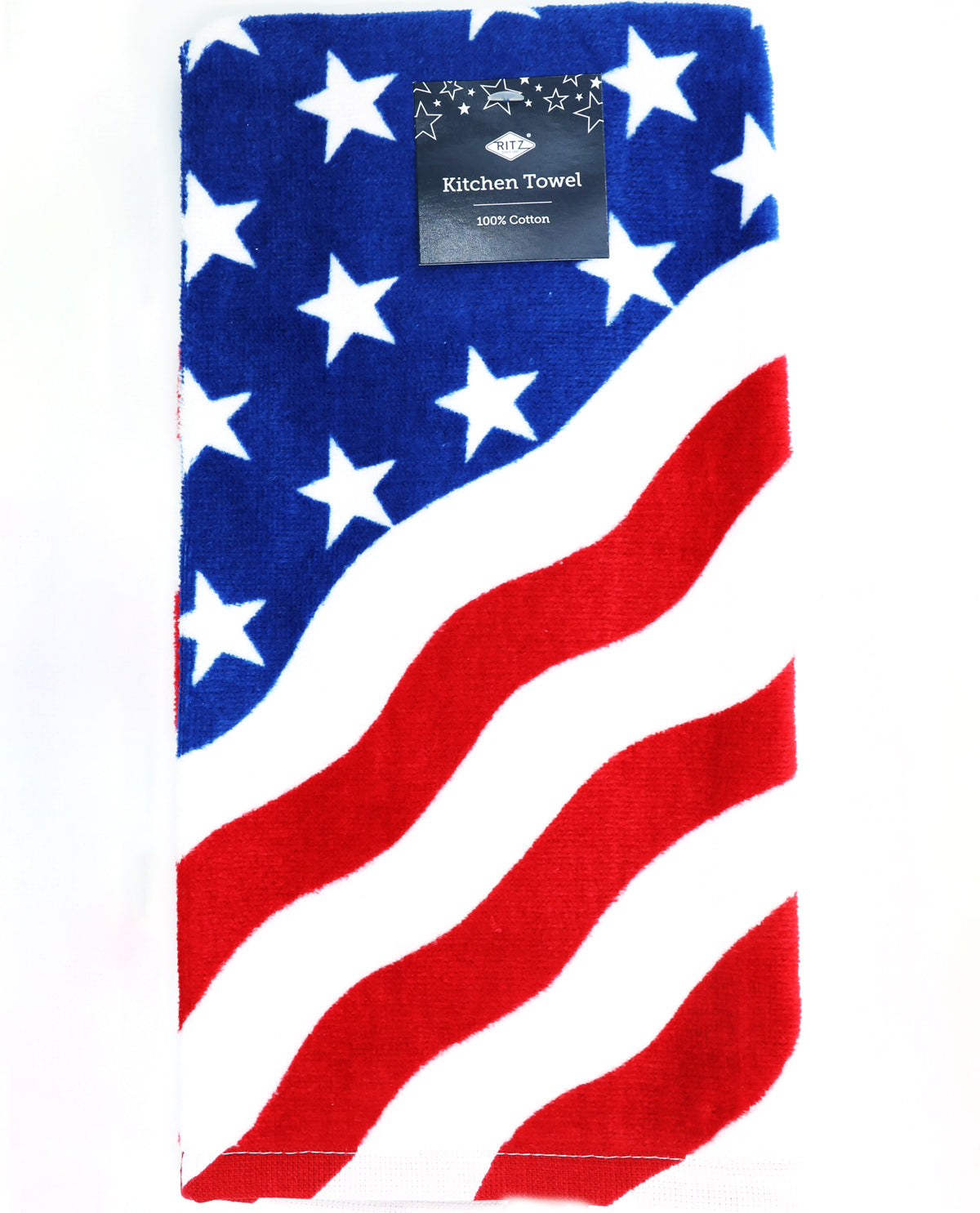 Wavy American Flag Kitchen Towel
