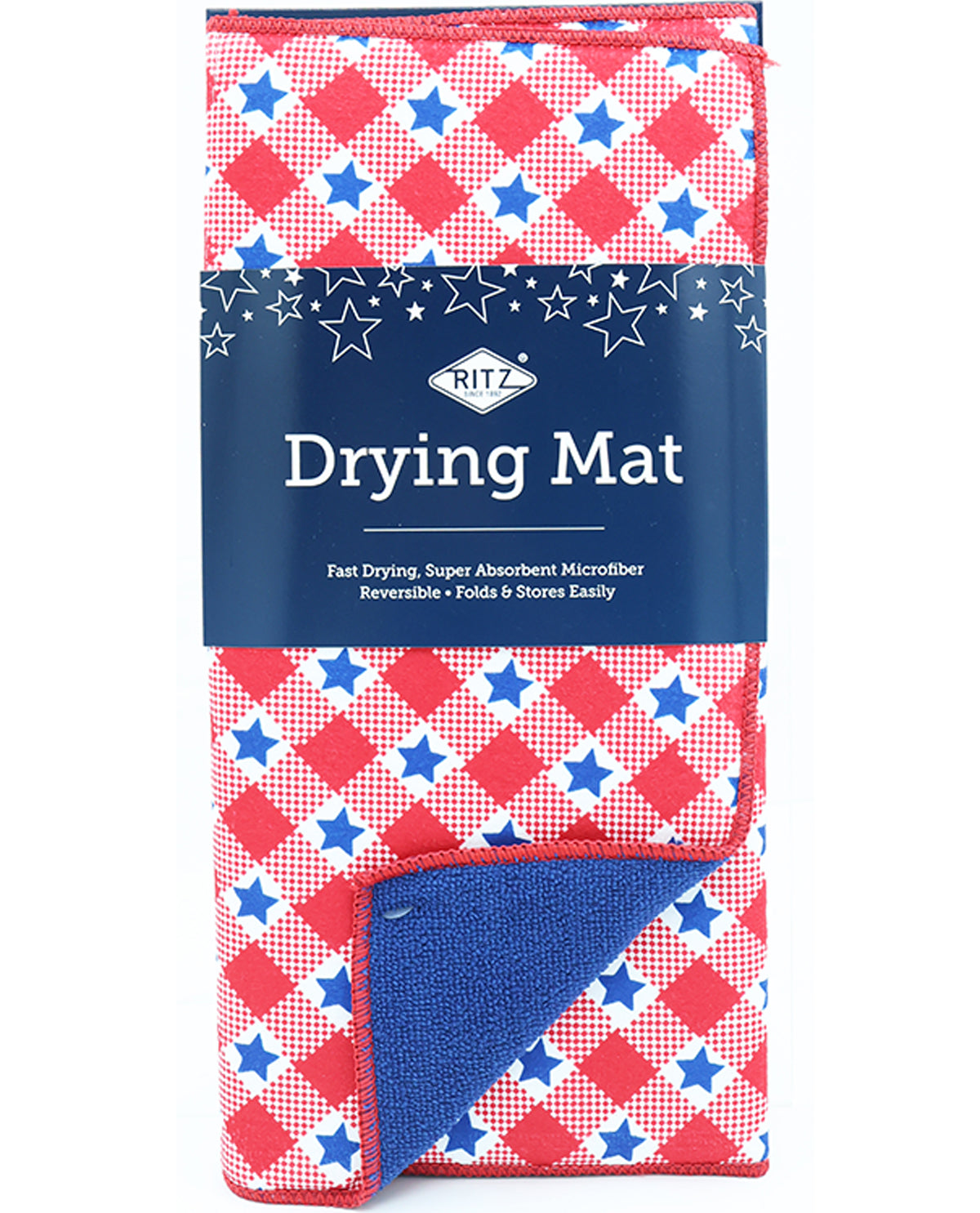 Patriotic Plaid Microfiber Kitchen Drying Mat