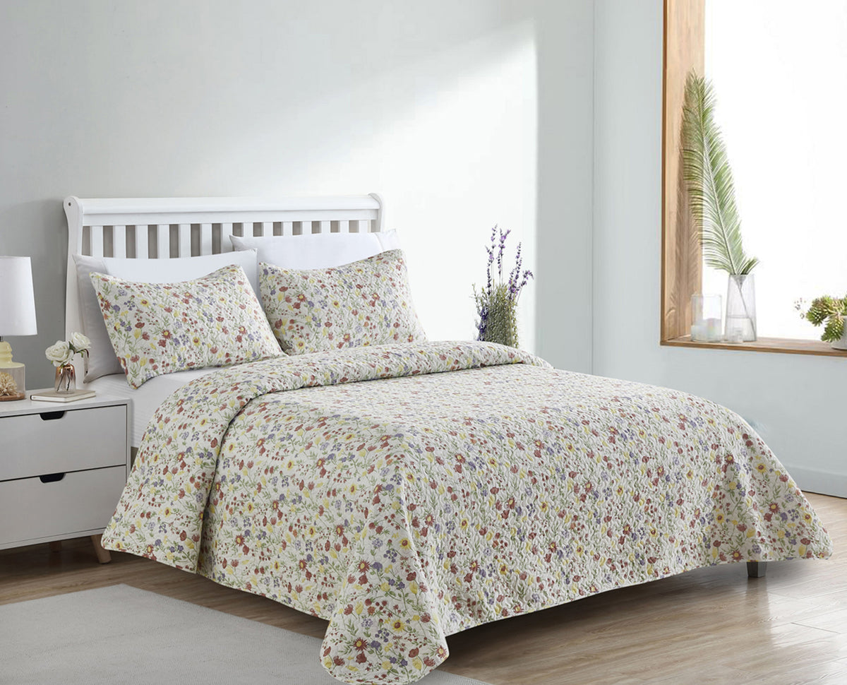 King Microflora 3-Piece Quilt Set