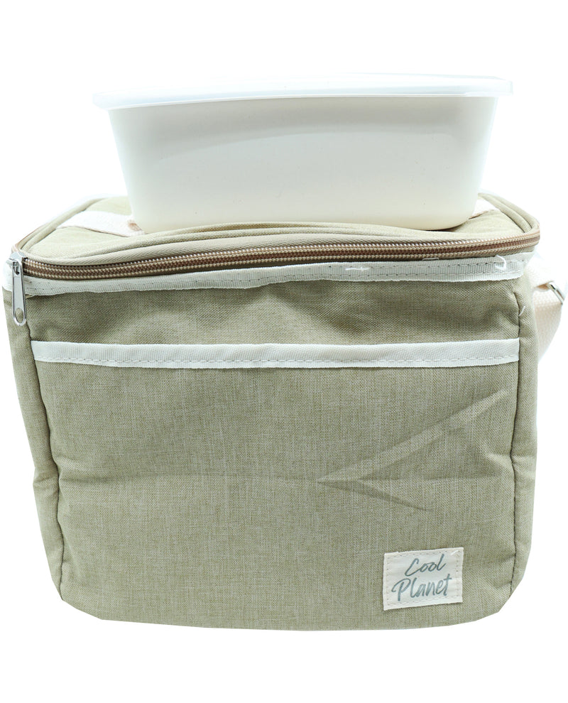 12 Can Eco Friendly Horizontal Cooler w/ Container Tan