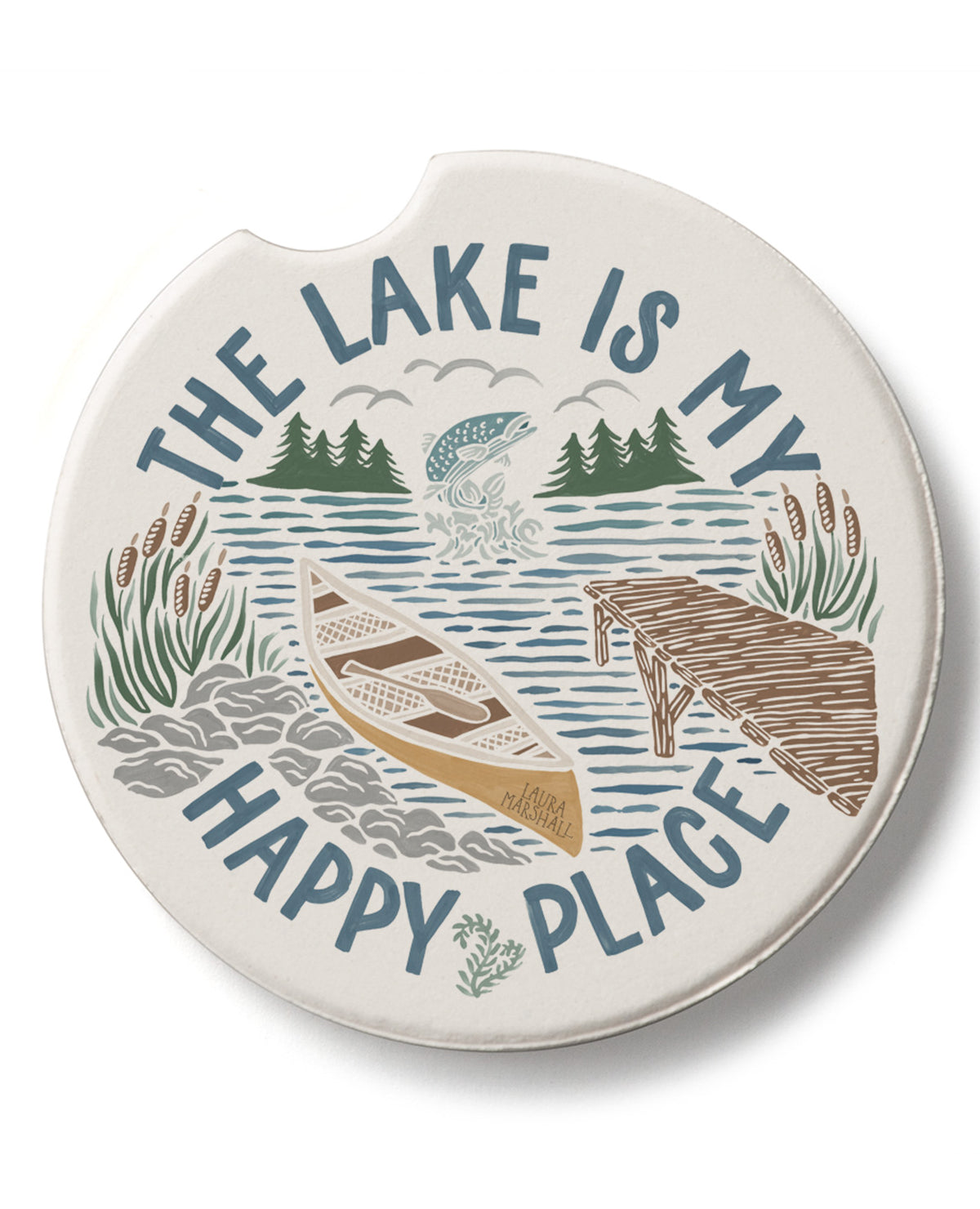 "The Lake Is My Happy Place" Car Coaster