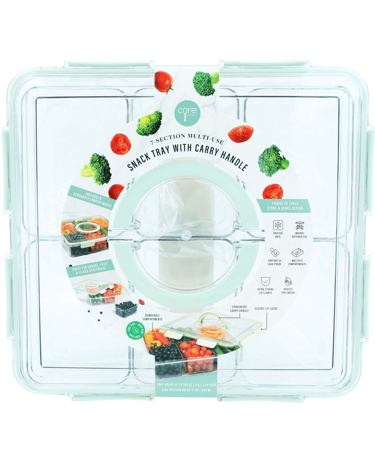 7-Section Multi-Use Snackle Box with Carry Handle