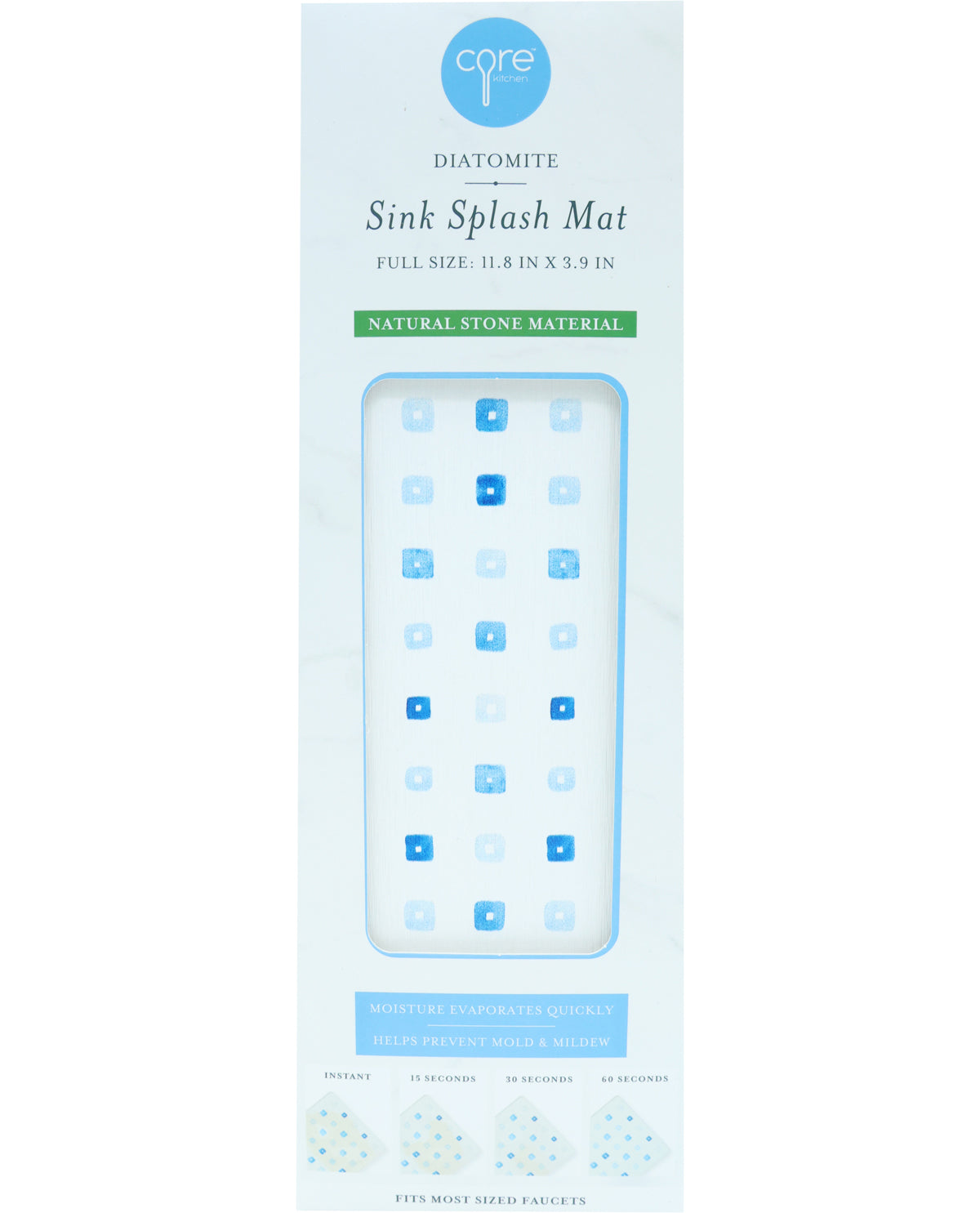 Diatomite Blue Squares Sink Splash Mat