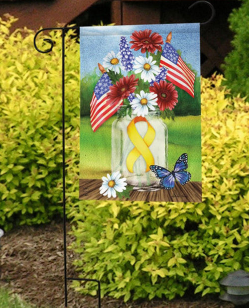 Support The Troops Mason Jar Garden Flag