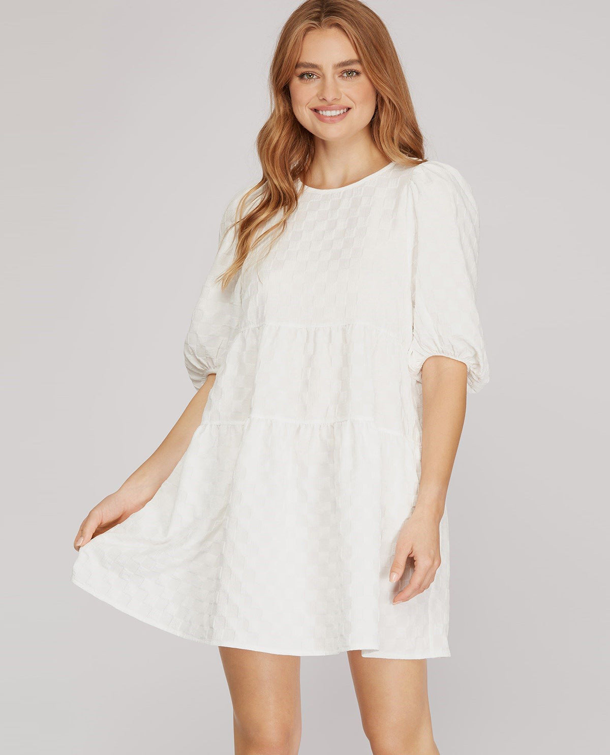 Puffed Sleeve Tiered Dress