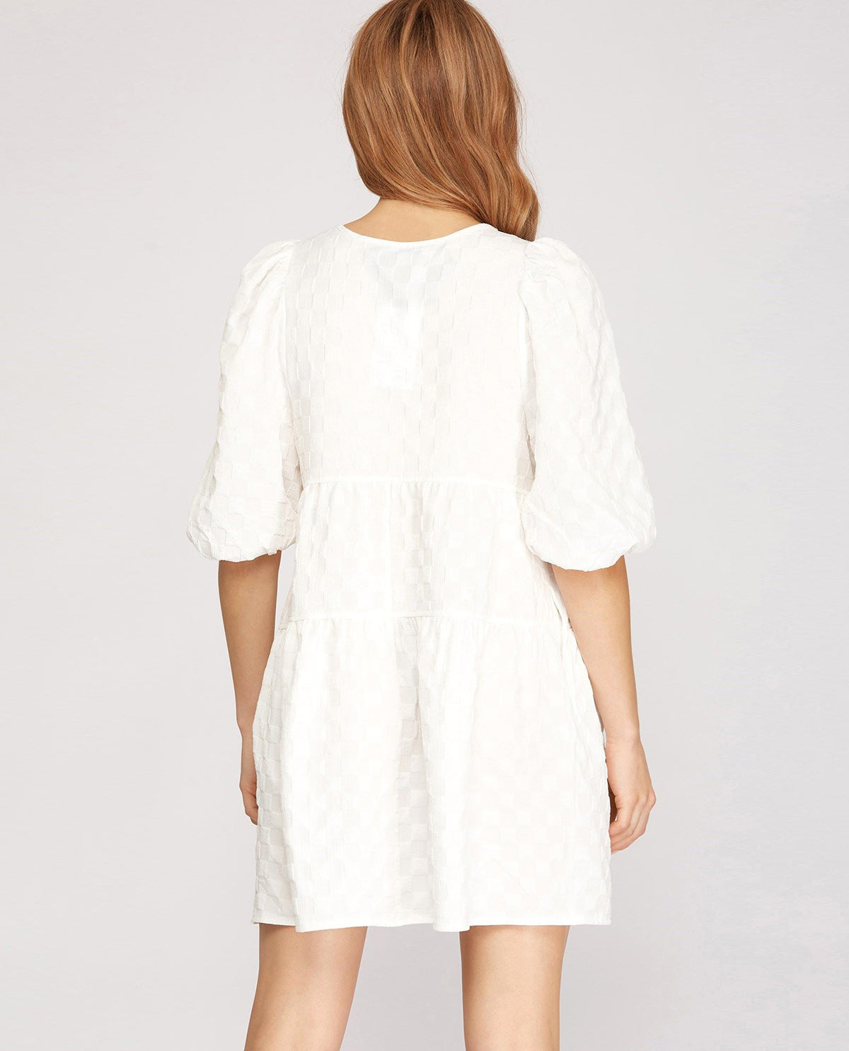 Puffed Sleeve Tiered Dress