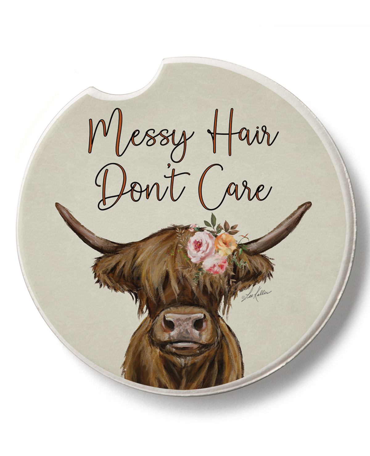 "Messy Hair, Don't Care" Car Coaster