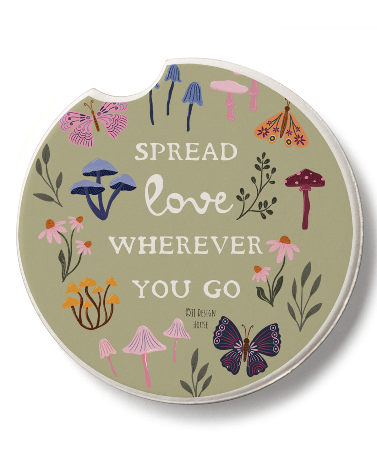 "Spread Love Wherever You Go" Car Coaster
