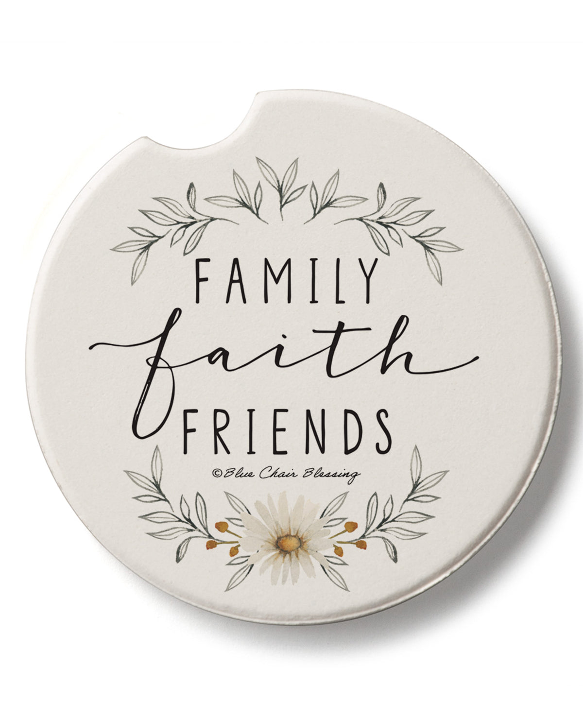"Family, Faith, Friends" Car Coaster