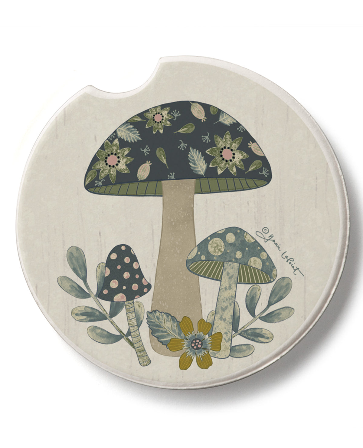 Patterned Mushrooms Car Coaster