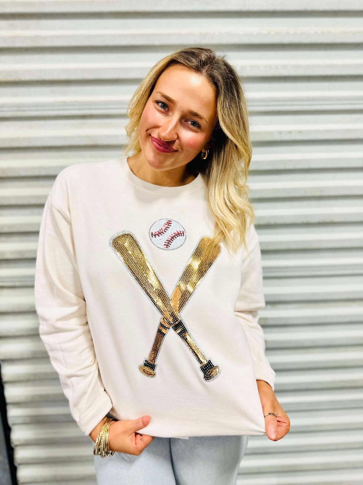 Sequin Baseball Patch Tee Shirt