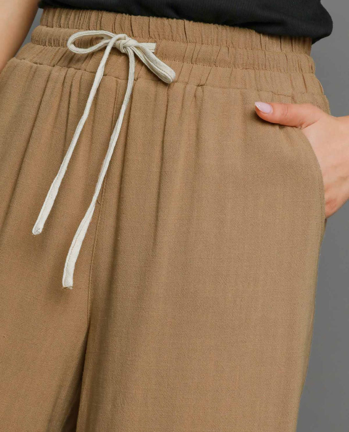 Crop Linen Pant Scallop Hem