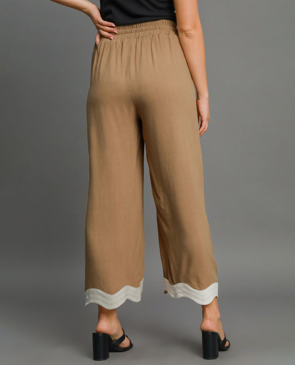 Crop Linen Pant Scallop Hem