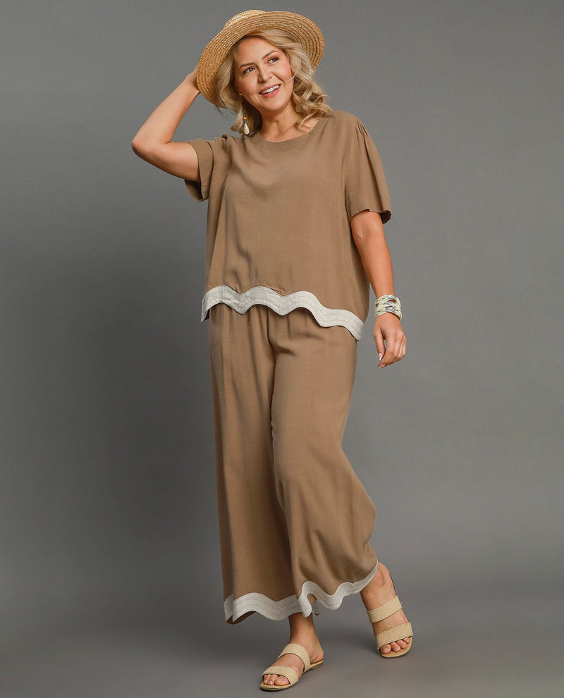 Plus Linen Blend Latte Top