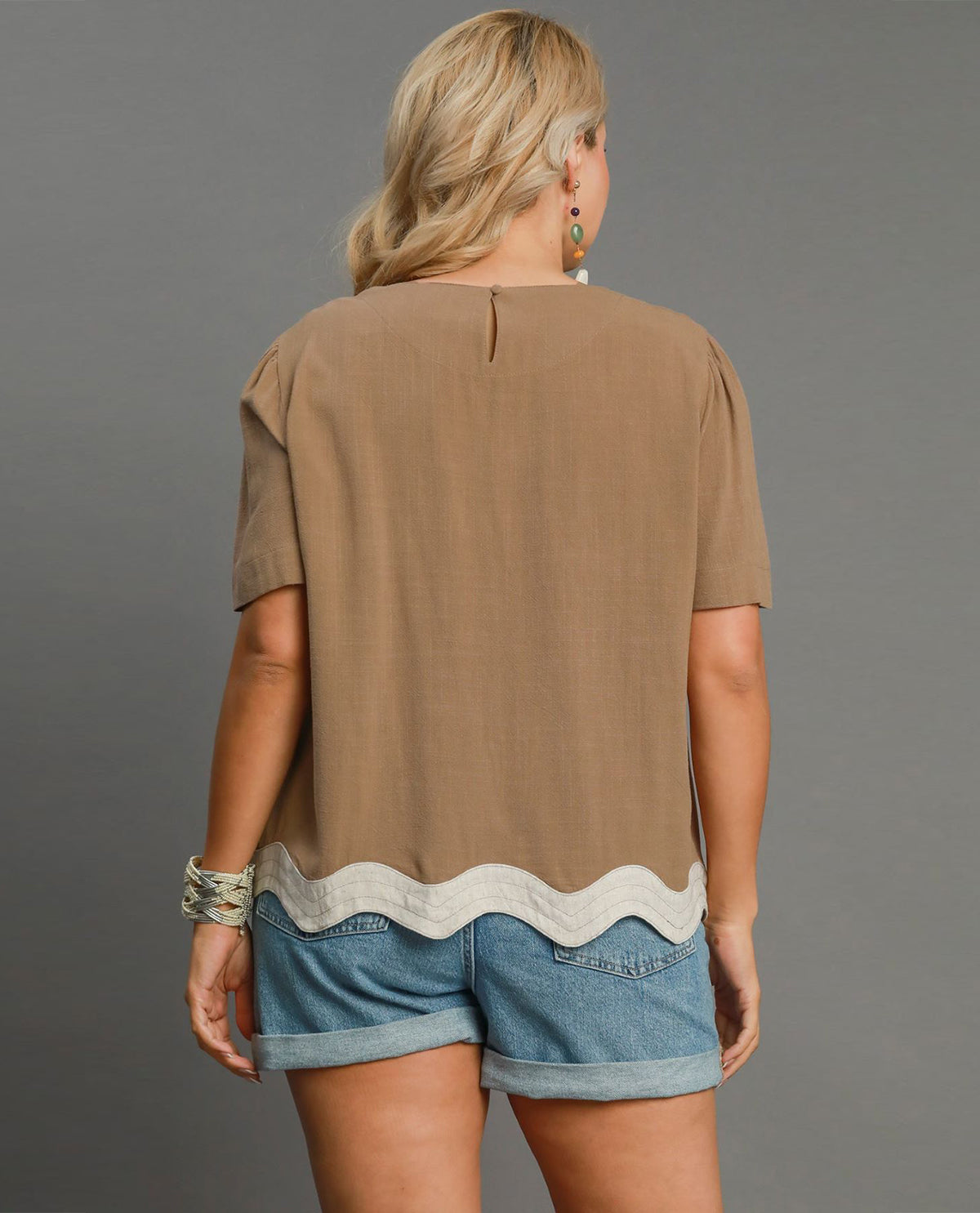Plus Linen Blend Latte Top