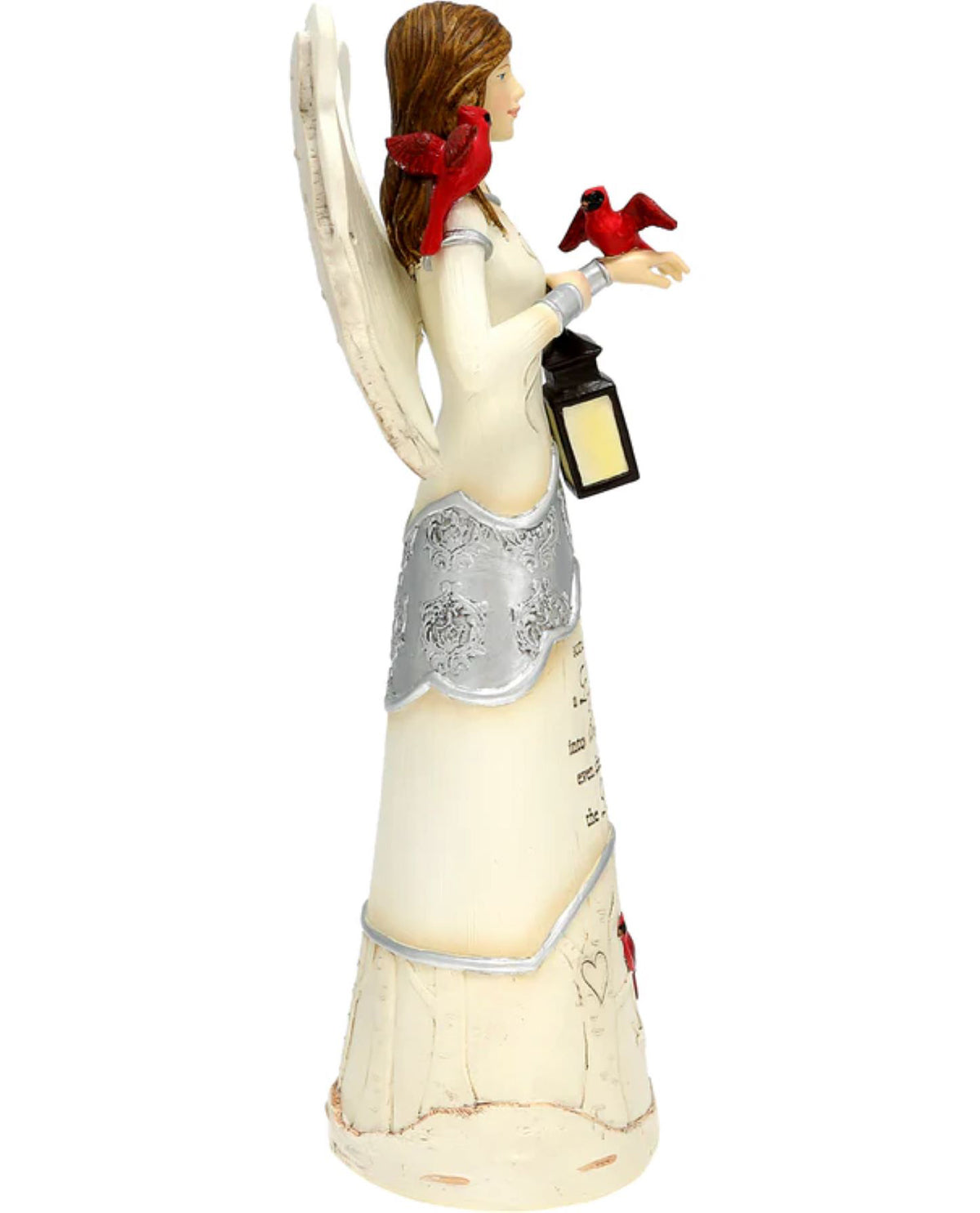 Angel & Cardinals with Lantern Memorial Figurine