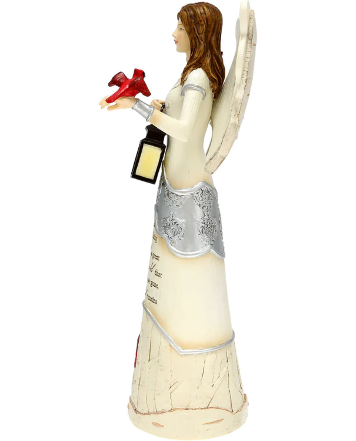 Angel & Cardinals with Lantern Memorial Figurine