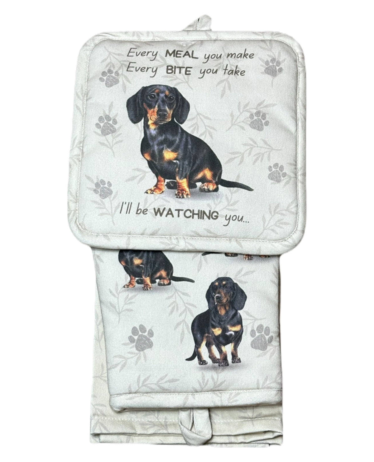 Black Dachshund Oven Mitt Set