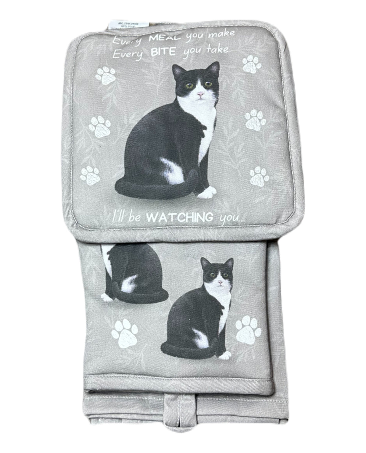 Black & White Cat Oven Mitt Set