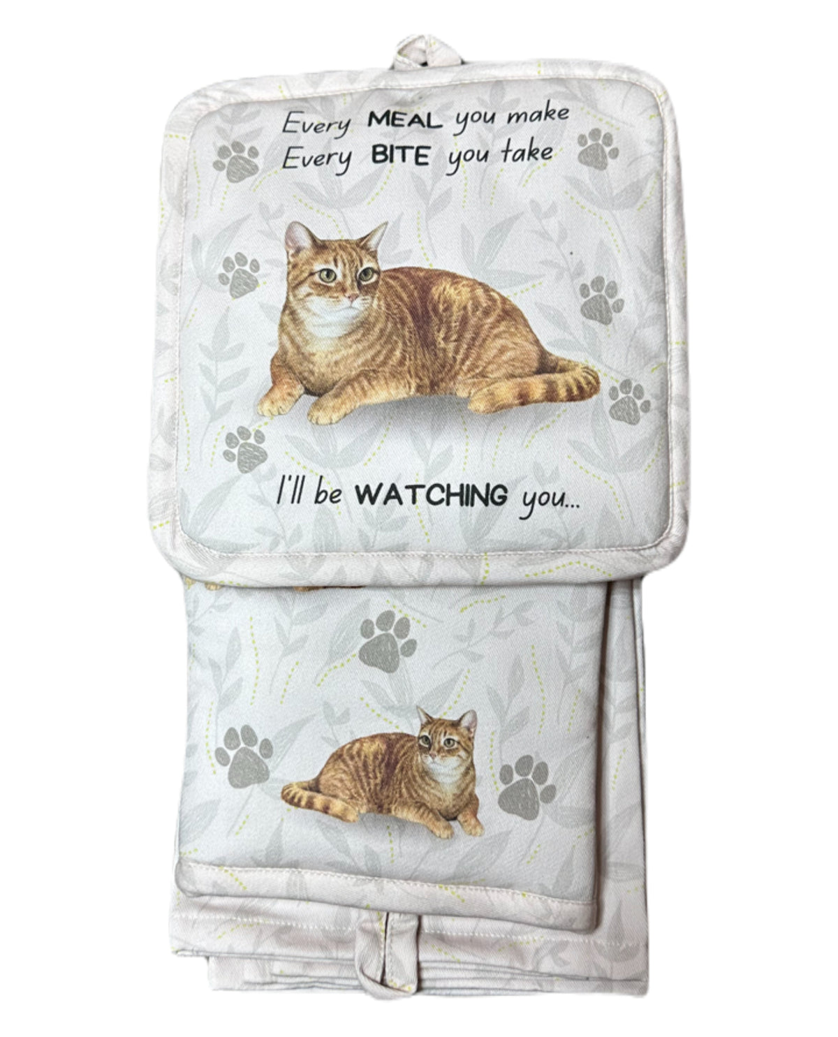 Orange Tabby Cat Oven Mitt Set