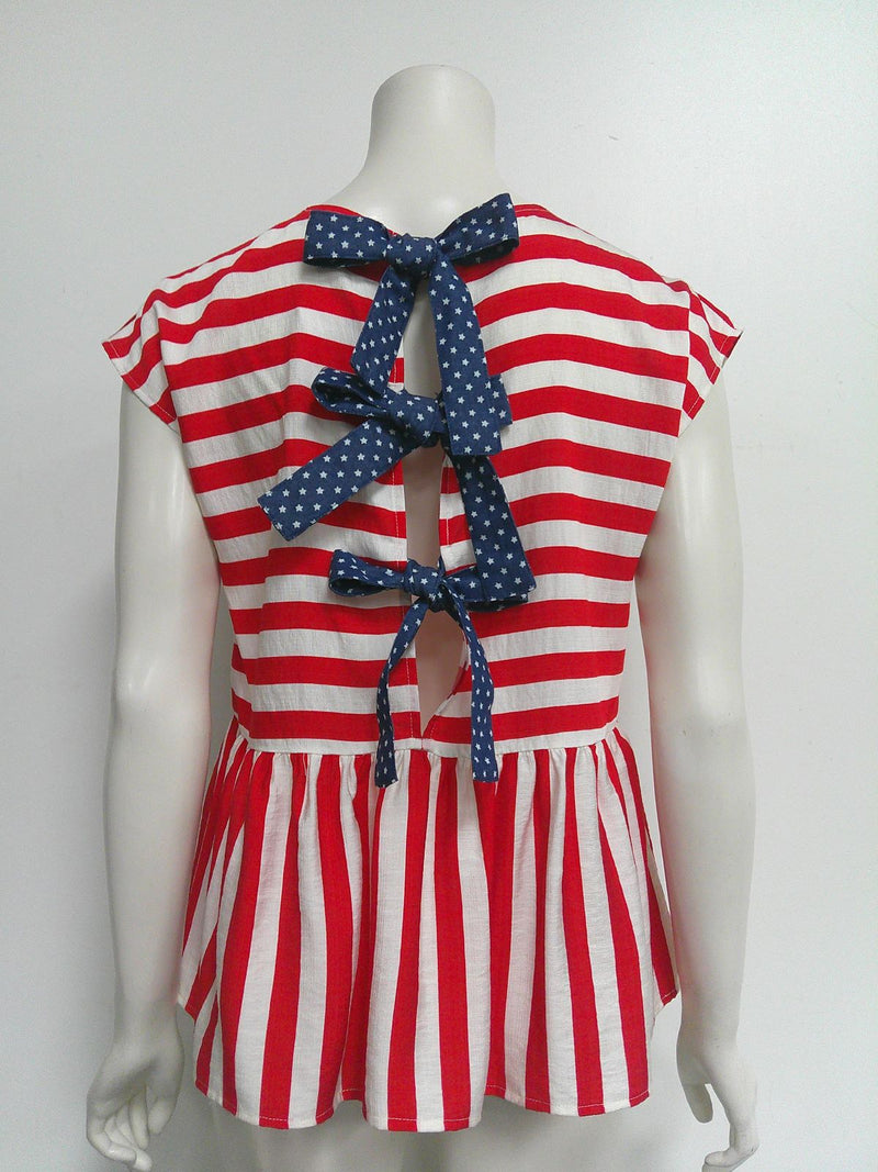 Bold Stripes Baby Doll Top with Back Bow Accents