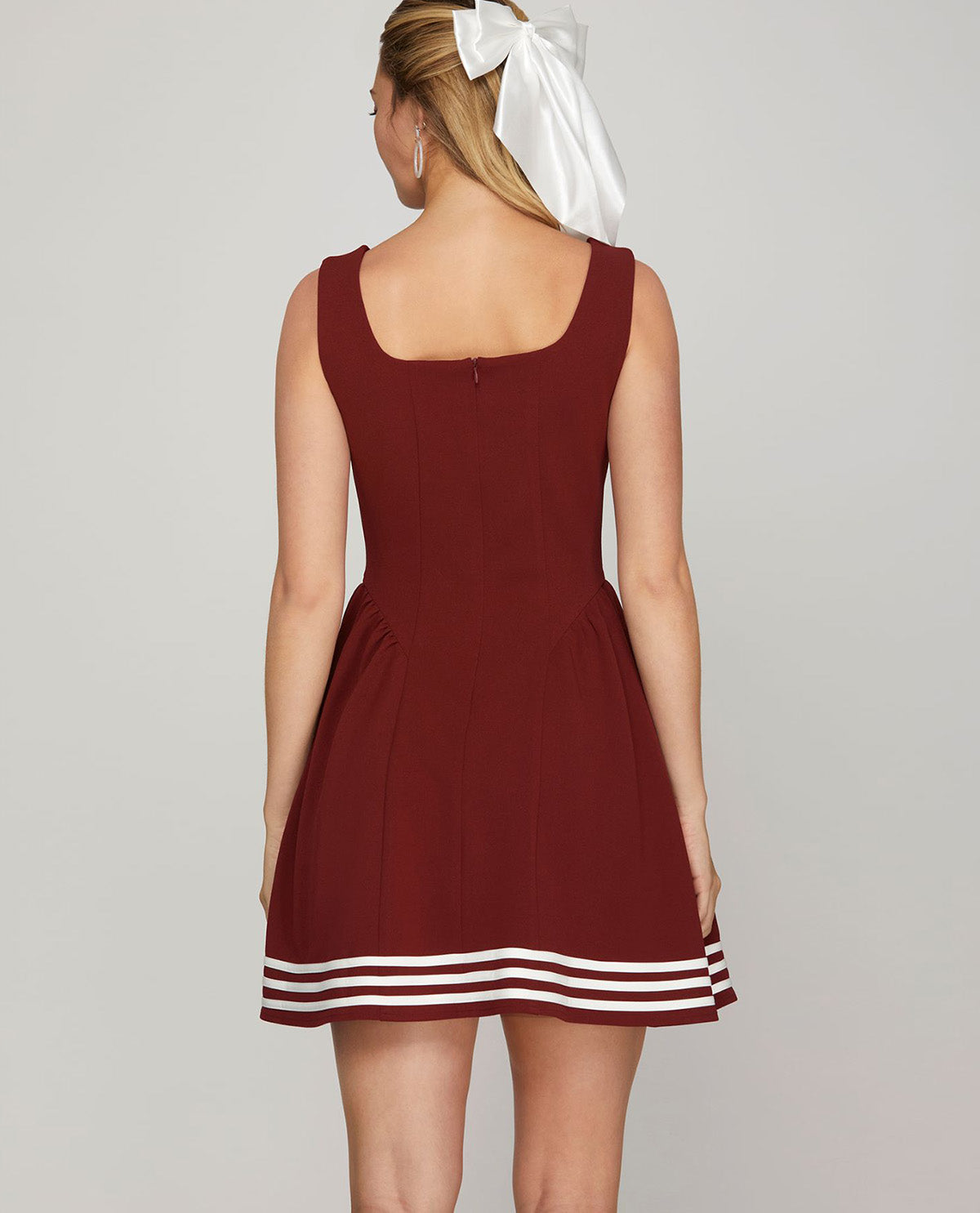 Game Day Sleeveless Mini Dress with Striped Hem